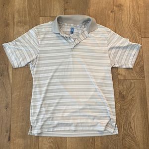 Mens Grey and White PGA Golf Polo